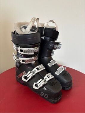 Lange SX 80 Black Ski Boots with Silver Buckles